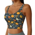 thumbnail image 2 of Gukieu Pumpkin Print Women's Sports Vest, Low-neck U-shaped Removable Pad Sports Bra for Yoga, Exercise, Dance-Medium, 2 of 8