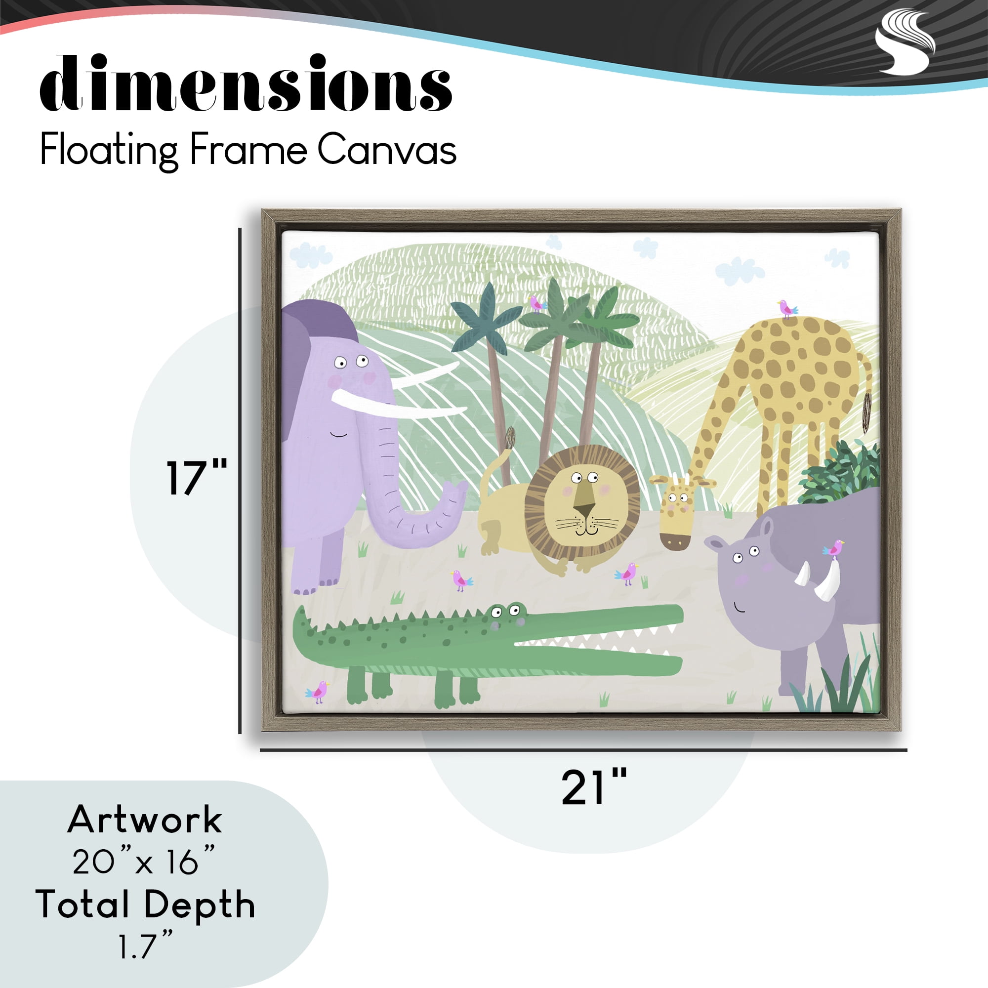 Stupell Industries Jungle Savannah Animals Brown Framed Floater Canvas Wall Art, design by Carla Daly