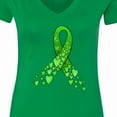 thumbnail image 4 of Inktastic Mental Health Awareness Ribbon with Green Hearts Women's V-Neck T-Shirt, 4 of 5