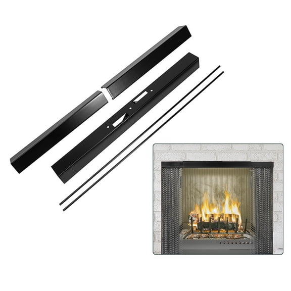 Adjustable Fireplace Curtain Rod, Heavy-Duty Metal Fireplace Rod Kit With Spark Screen Compatibility, For Fireplace Net Curtains, Multi-Scene Use
