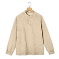 thumbnail image 6 of COSFO Denim Men's Tshirts Fall Vintage Long Sleeve Shirts Pullover Henley Loose Fit Solid Button Men's Shirts, 6 of 6