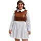 thumbnail image 1 of Vestido de popelina con vinipiel Roman Fashion modelo 3732 Cafe Tall Extra Curvy 42, 1 of 6