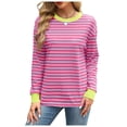 thumbnail image 4 of Siilsaa Womens Oversized Sweatshirt Crewneck Sweatshirts Long Sleeve Tops Casual Side Split Pink,M, 4 of 5