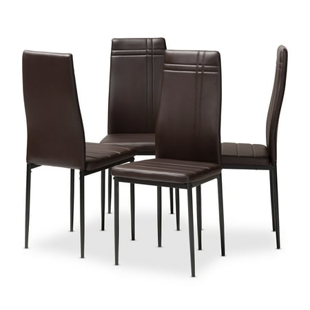 dining leather modern contemporary chair upholstered faux brown chairs studio baxton kitchen room furniture walmart