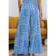 thumbnail image 4 of Pantalones anchos con cordón y cintura alta en color azul para mujer, talla grande 3XL, 4 of 8