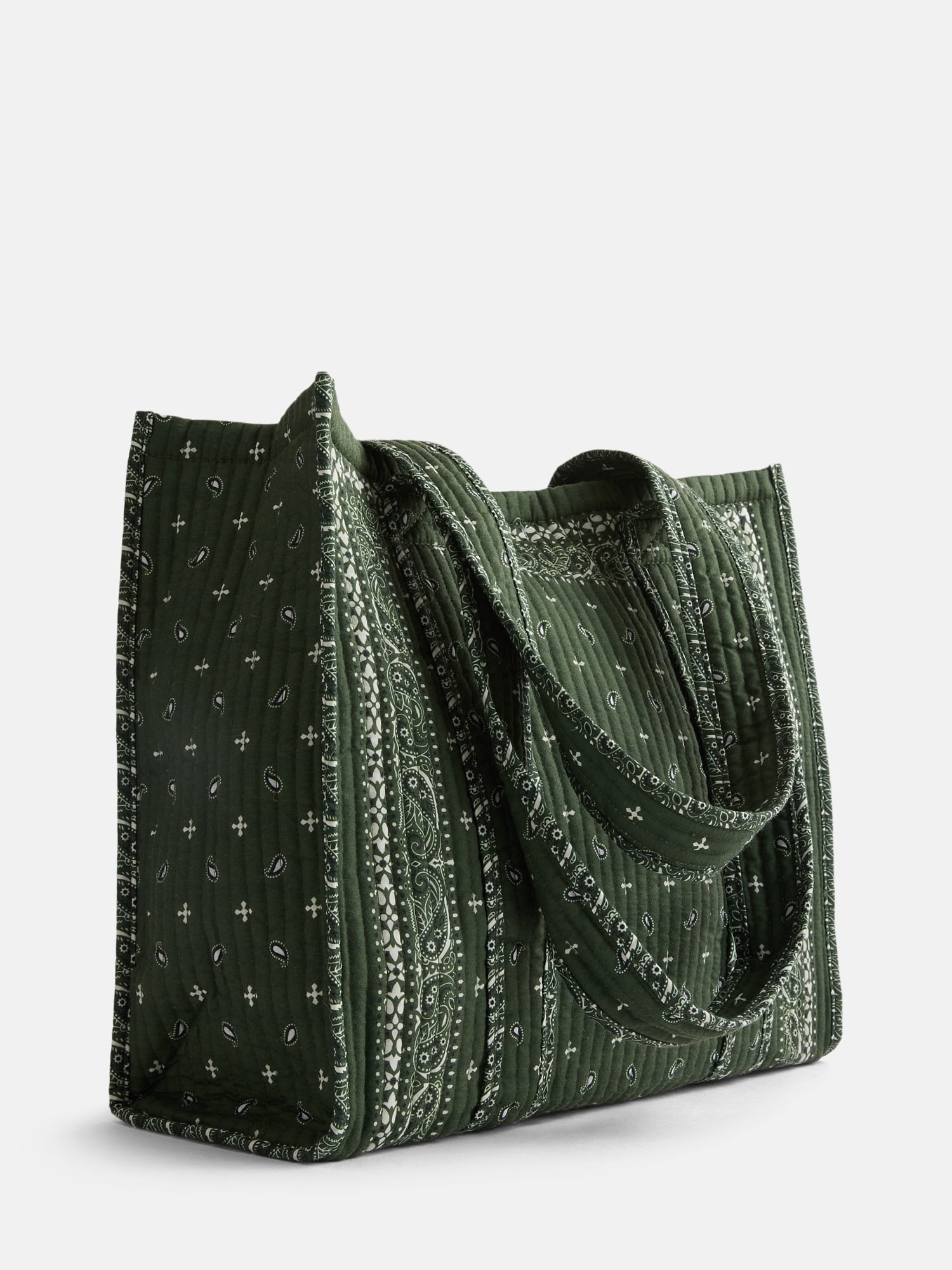 No Boundaries Quilted Tote Bag, Women's, Olive Bandana