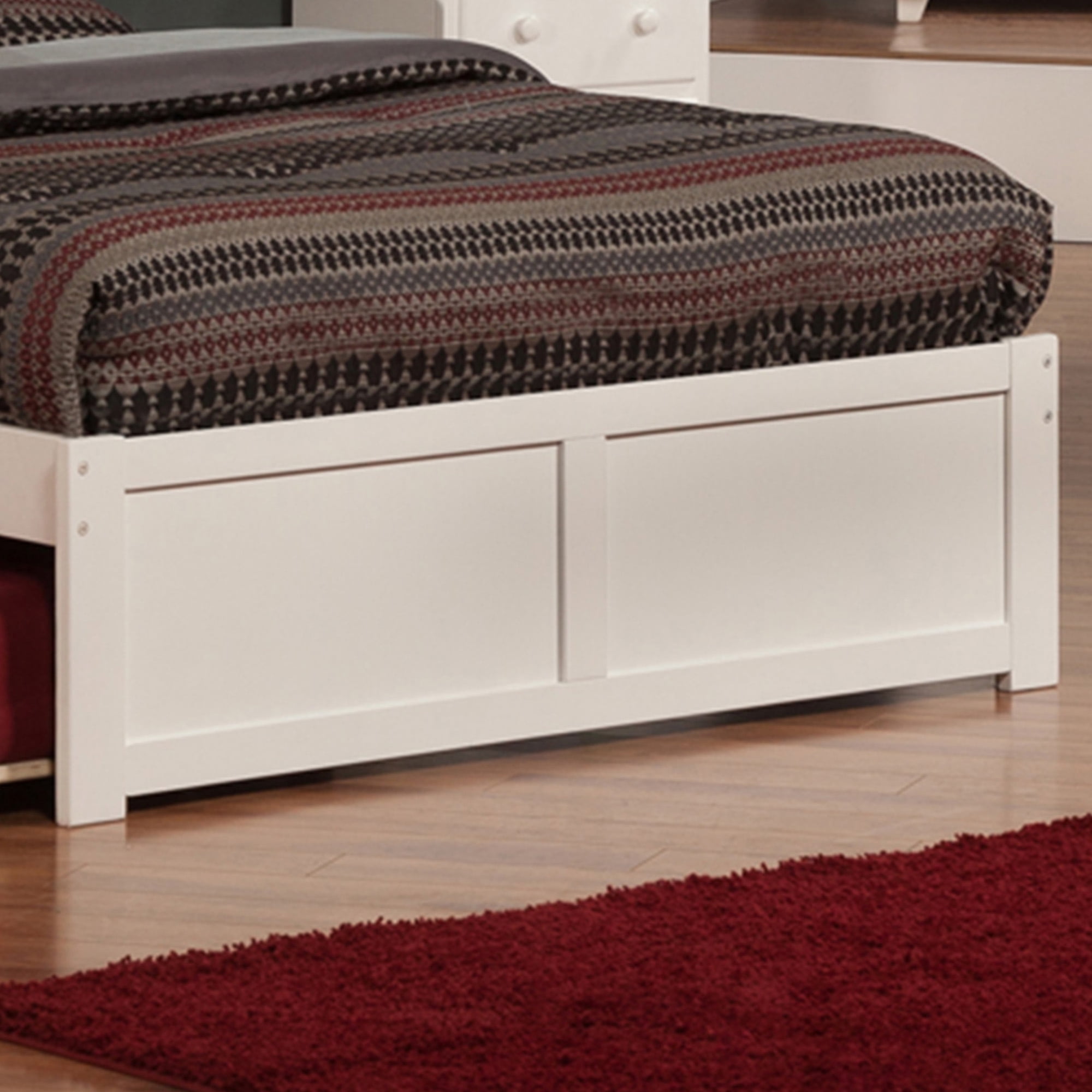 AFI Concord Full Solid Wood Platform Bed with Footboard & Twin Trundle in White
