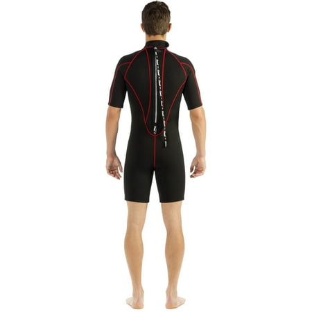 UPC: 0843607556668 | Cressi Men s Tortuga 2.5mm Neoprene Backzip Shorty (Black/Red  X-Small)