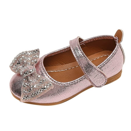 

Baycosin Autumn Shoes For Girls Flat Light Solid Color Sequin Bow Cute Shiny Dress Shoes
