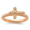 thumbnail image 3 of Auriga Fine Jewelry 925 Sterling Silver Rose Gold-plated Textured Cross Ring for Women Size- 8, 3 of 6