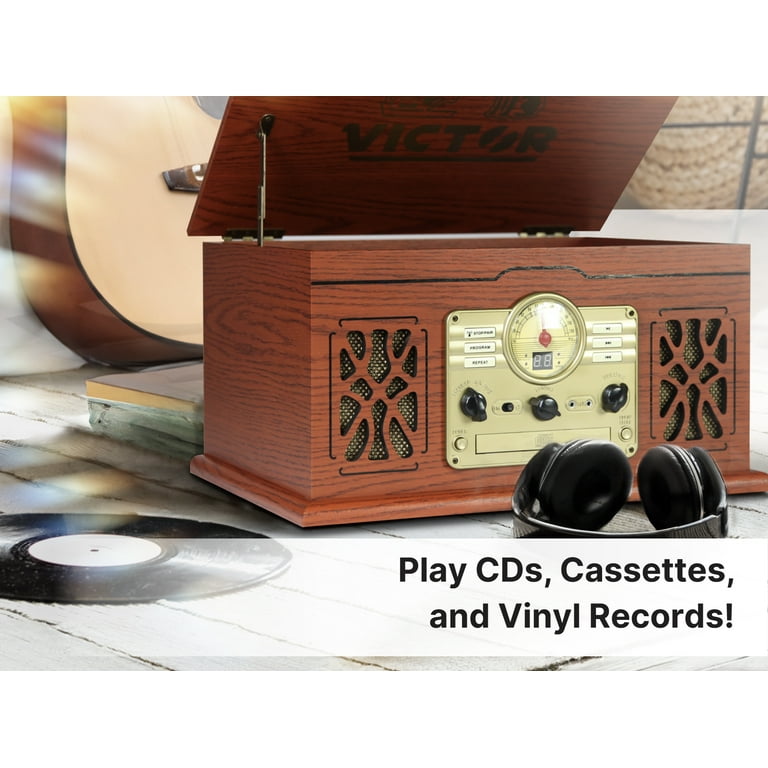 VICTOR State 7-in-1 Turntable Music Center with 3-Speed Record