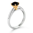 thumbnail image 3 of Gem Stone King 925 Sterling Silver with 10K Yellow Gold Black Diamond Solitaire Engagement Ring for Women (1.05 Cttw, Gemstone April Birthstone, Round 6MM, Available in Size 5, 6, 7, 8, 9), 3 of 4
