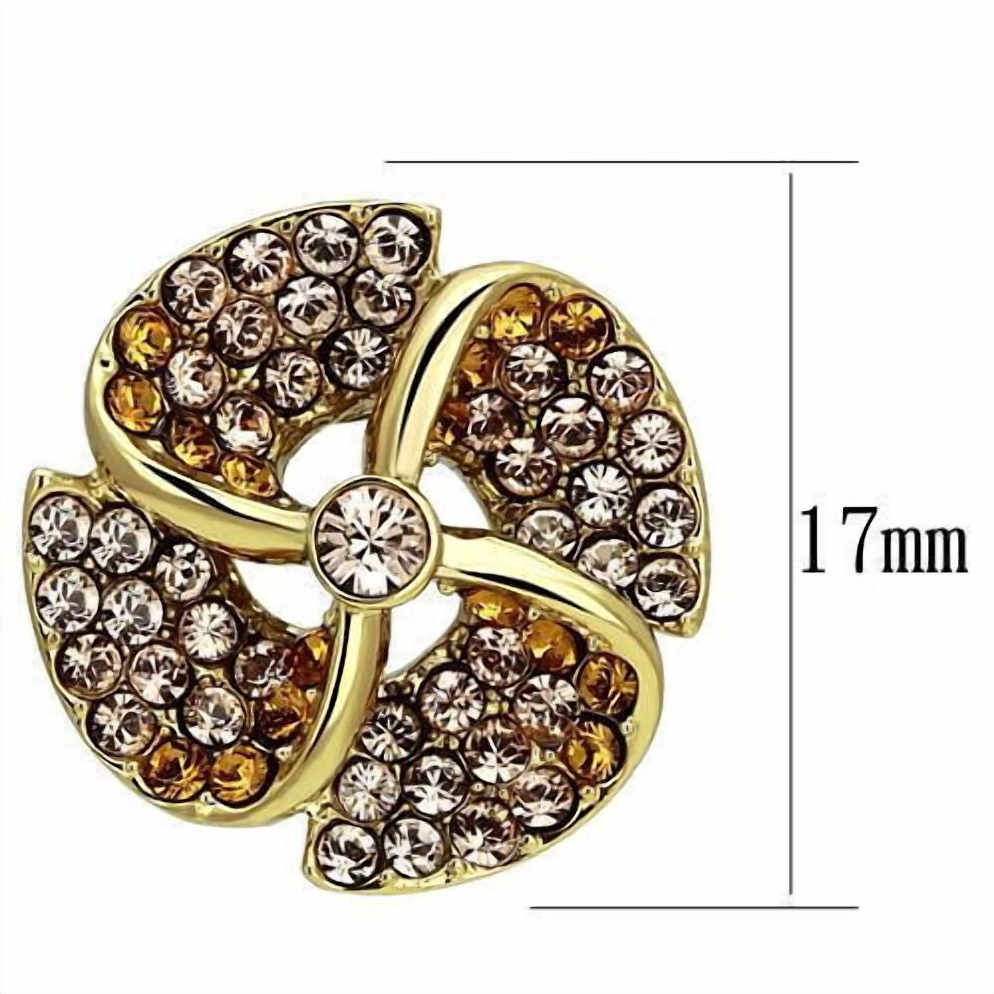 Women's Stainless Steel IP Gold Top Grade Crystal Clear Yellow Pink Multicolor Earrings