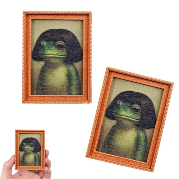 2 Pcs Funny Frog Magnet, Magnetic Frogs for Refrigerator, Vintage Frog Art Refrigerator, Complete with a Picture Frame for Animal Lovers