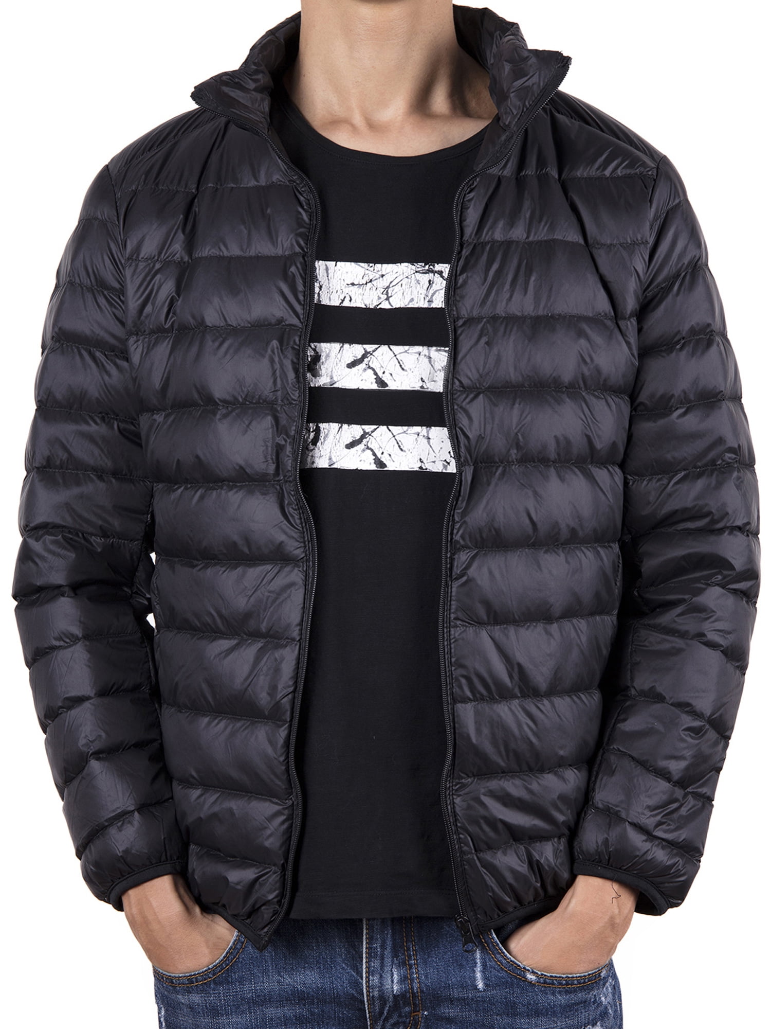 Lelinta - Men's Down Jacket Big &Tall Weatherproof Outerwear Zipper ...