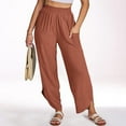 thumbnail image 4 of Abomasnow Womens Wide Leg Palazzo Capri Pants 2025 Summer Casual Loose High Waisted Lounge Flowy Cropped Beach Work Trousers, 4 of 9