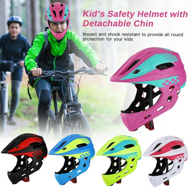 Amdohai Kid Bike Full Face Helmet Children Safety Riding Skateboard Rollerblading Helmet Sports Head Guard with Taillight and Detachable Chin