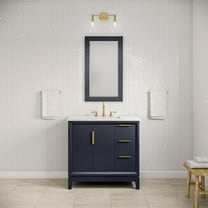 Water Creation Elizabeth 36" Wood Single Bathroom Vanity in Monarch Blue/Gold