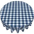 thumbnail image 4 of Round Tablecloth 60 Inch, Blue Jeans Gingham Tablecloth Round Comfortable Table Cloth Decorative Tablecloths for Dining, Parties, Camping, 4 of 8