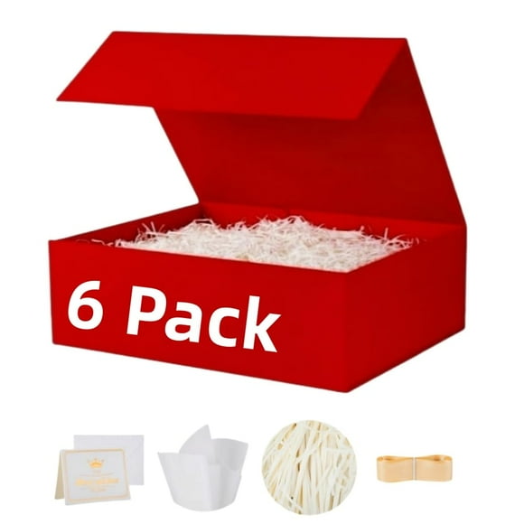 Caja de regalo Ouering Red, paquete de 6 unidades, 29,2 x 20,3 x 10,2 cm, con accesorios