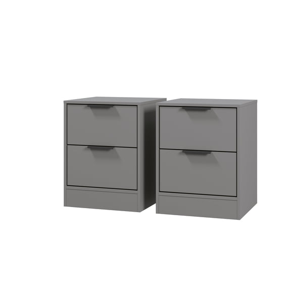 Kappesberg Fresno Gray 2-Drawer Nightstand Set of 2 – Modern Design, 17.7"W - for Adults and Teens