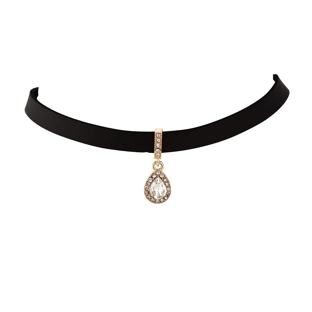 Girls Crystal Pendant Choker Necklace 