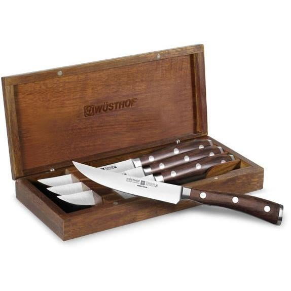 Wusthof Ikon Blackwood 4piece Steak Knife Set In Walnut Presentation Chest