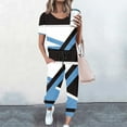 thumbnail image 2 of Mikilon Ensemble Stylé pour Femme 2 Pcs Été Imprimé Ensemble Deux Pièces (Manches Courtes + Pantalon) Chandail Sans Capuche Funky Confort Haut/chemise à Manches Courtes à Col Rond Funky Confort Bleu Ciel TG, 2 of 3