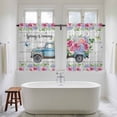 thumbnail image 4 of Spring Kitchen Curtain for Berdoom Living Room Cafe 45 Inch Length, Truck Botanical Floral Leaf Butterfly Wooden Grain Tiers Curtains Light Filtering Drapes Window Treatment 2 Panels 52"Wx45"L, 4 of 8