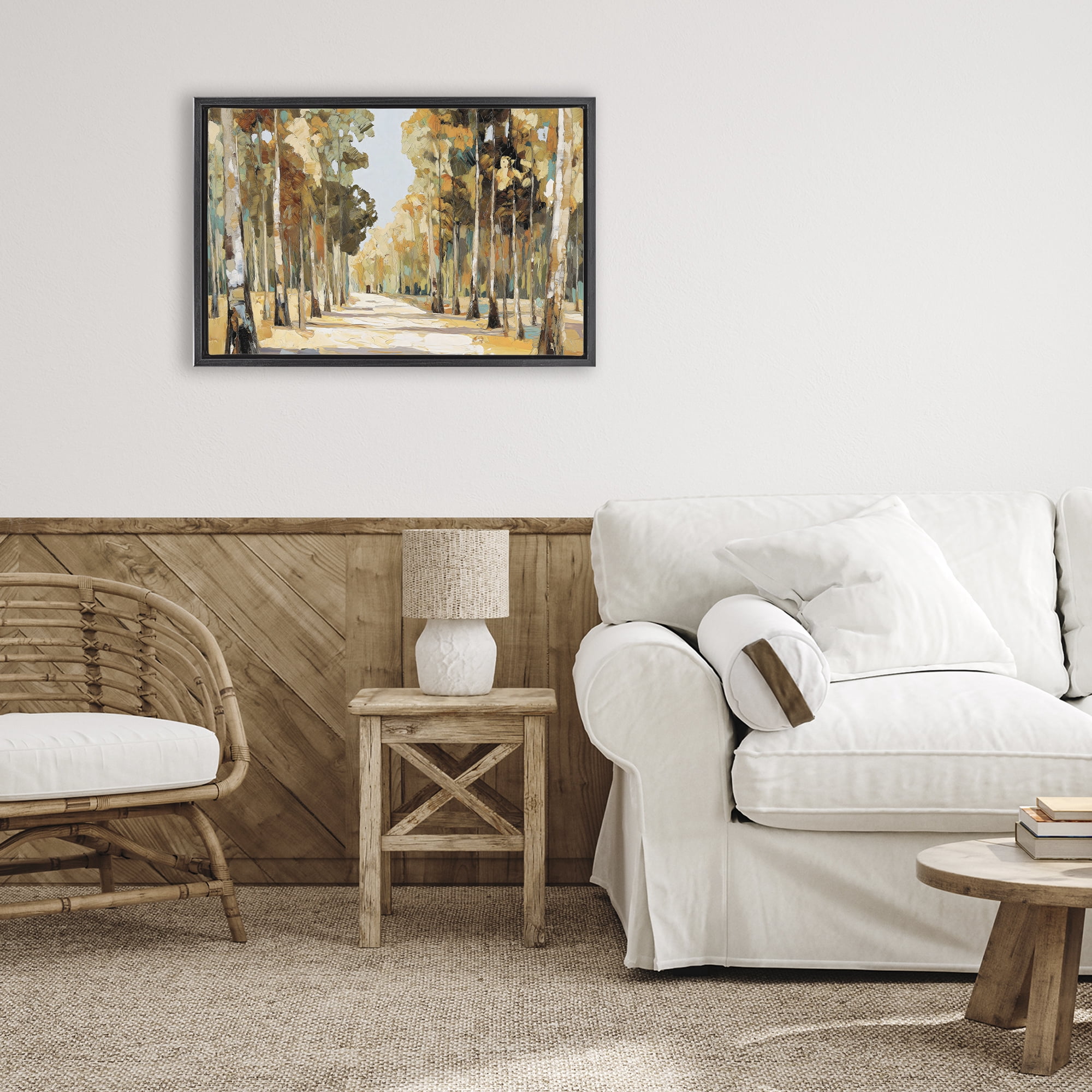 Stupell Industries Modern Impressionist Fall Forest Black Framed Floater Canvas Wall Art, design by Gina Kelly