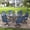 Black-Blue, variant on Vicllax 5-Pcs Round Outdoor Patio Dining Set Table and Chair Modern Style Metal, with Umbrella Hole