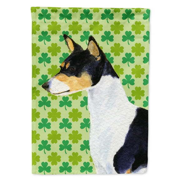 Carolines Treasures SS4445-FLAG-PARENT Basenji St. Patricks Day Shamrock Portrait Flag  multicolor