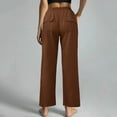 thumbnail image 6 of Baqcunre Trousers Pants for Women Casual Solid Color Loose Pockets Elastic Belt Waist Pants Long Trousers Womens Fashion Women's Pants Womens Pants Womens Clothes Brown M, 6 of 6