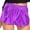 Purple, variant on Bunenne Metallic Shorts for Women，leather Shorts for Women，st Patricks Day Shorts， Women Quick Drying Casual Solid Shorts Pants，mardi Gras Pants for Women，sparkly Hot Short Hot Pink M