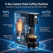GVODE 4-in-1 Single Serve Coffee Maker, 3-Second Heat-Up, 20 Bar Espresso Machine, for K-Cup, Nespresso Original, DG Pods & Grounds, Black