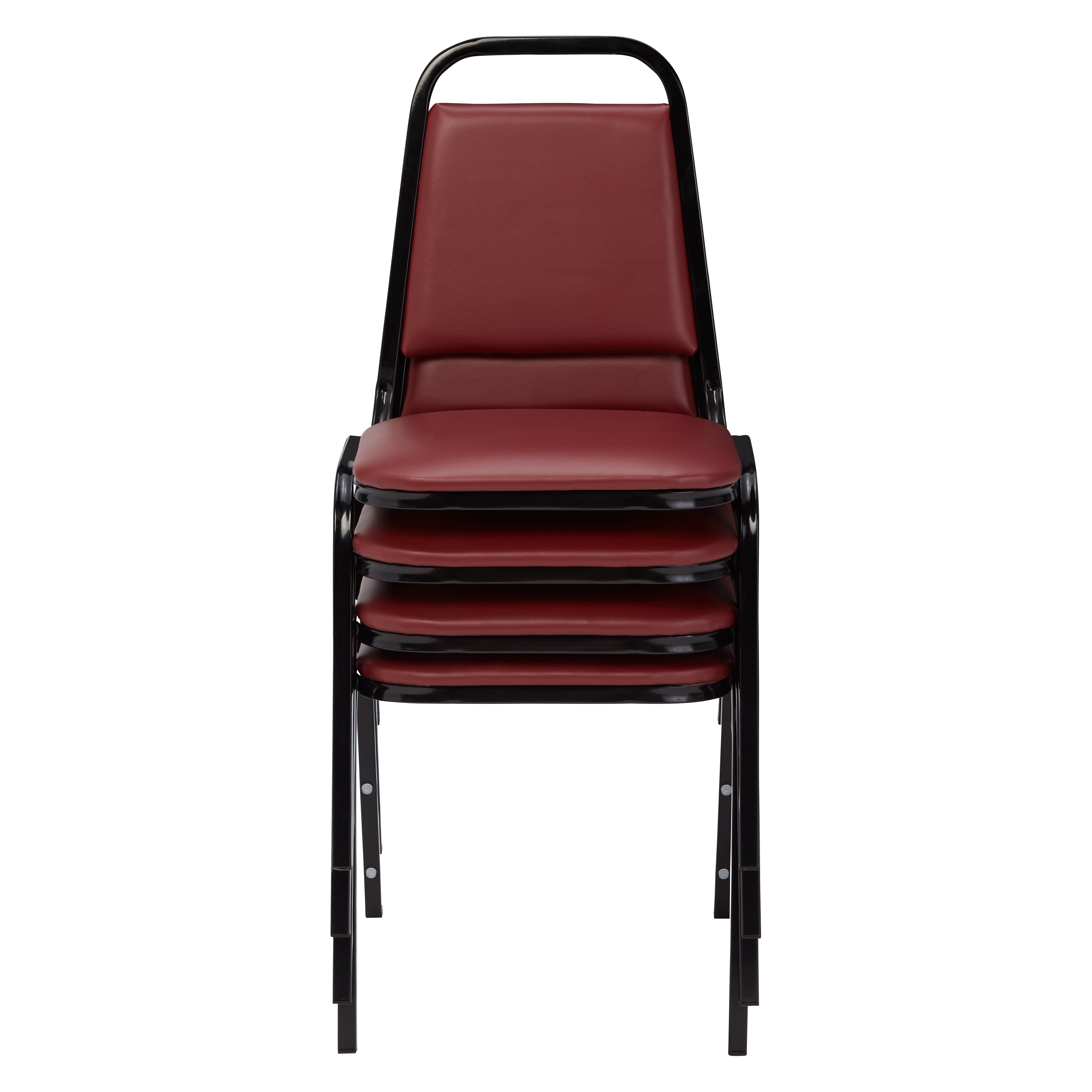 (4 Pack) NPS® 9100 Series Choice Vinyl Upholstered Padded Stack Chair, Pleasant Burgundy