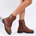 thumbnail image 5 of Willtoo Womens Ankle Boots Buckle Decor Lace Up Side Zipper Booties Low Block Heel Lug Sole Casual Short Boots for Winter Daily Wear, 5 of 5