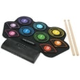 thumbnail image 3 of Drum Set, Stereo Drum Kit Foldable Silica Gel ABS Colorful With 2 Loudspeakers Recording Function For Birthday Gift For Christmas Gift For Kids Adult Beginner US Plug 100-240V,EU, 3 of 8