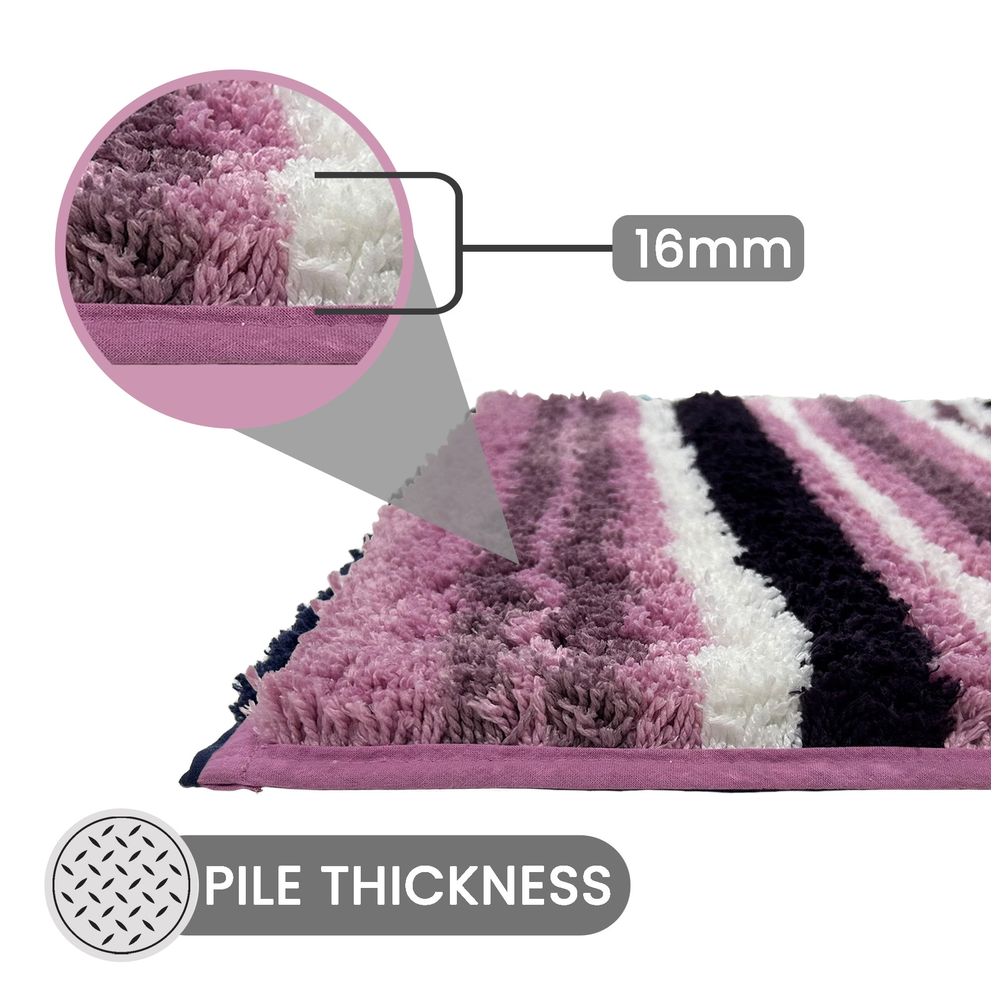 Better Trends 20" x 60" Bathroom Runner Mat, 100% Polyester Non-Slip Bath Rug, Water Absorbent, Machine Washable Griffie Collection - Purple