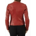 thumbnail image 2 of New Womens Genuine Red Lambskin Leather Jacket Biker Stylish Motorcycle Soft Jacket W746, 2 of 2
