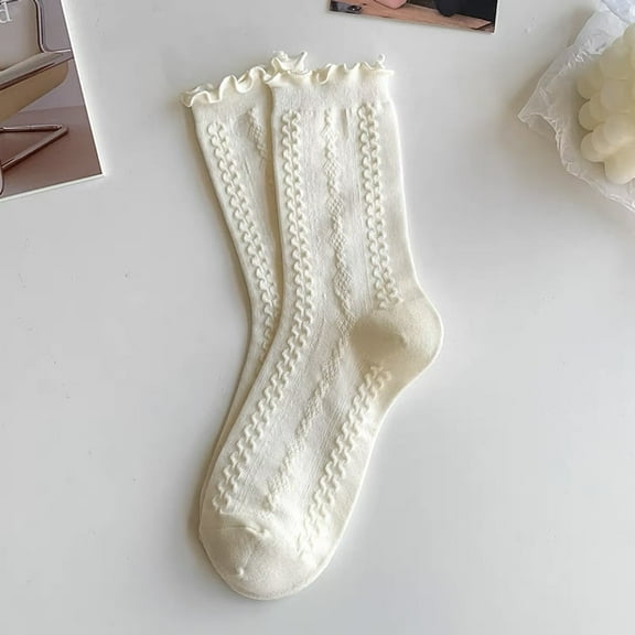 Fatty Farmer 6 Pairs Women's Thin Cotton Socks,Soft Cotton Bootie Socks Women Above Ankle Crew Socks (White A03)