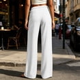 thumbnail image 5 of Bloomae Wide Leg Pants for Women Loose Flowy Palazzo Side Drawstring Pleated Elastic Waist Lounge Trousers Summer Beach Vacation High Slit Hem Pants with Pockets, 5 of 7