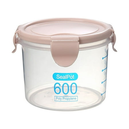 TUTUnaumb Storage Containers Airtight Cans Storage Boxes Stackable Storage Boxes Kitchen Refrigerator Storage Tanks 600ml Storage Containers-Pink