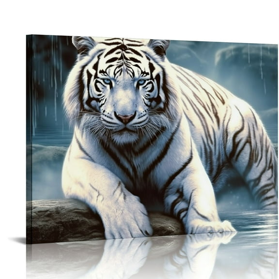 JRXY Large Animals Canvas Wall Art Tiger Prints Poster Painting - Framed Tiger Artwork for Home Office Decor - 20x16inches 20x16in