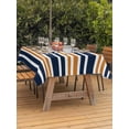 thumbnail image 4 of 60x120 Inch Outdoor Tablecloth with Umbrella Hole Zipper Rectangle Orange Navy Blue Striped Rectangular Tablecloths Outside Waterproof Gradient Horizontal Lines Patio Table Cover for Picnic Party, 4 of 8
