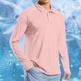 thumbnail image 2 of Men's Swim Shirts Long Sleeve Golf Polo Shirts for Men Quick Dry UPF 50+ Sun Protection Polos Casual Collared Shirts with Thumb Holes Big and Tall Size M-3XL Pink, 2 of 9