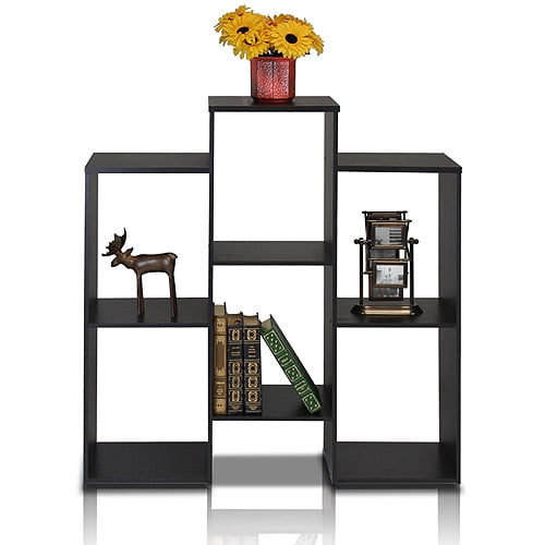 Furinno 12221BK Parsons Staggered Cube Bookcase with 6 Shelves, Black