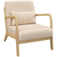 thumbnail image 1 of HOMCOM Fabric Accent Chair Velvet Armchair w/ Wood Legs Thick Padding Beige, 1 of 10