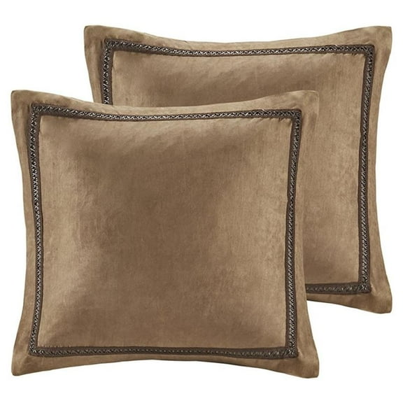Pemberly Row 100 Percent Polyester Micro Suede Euro Sham in Brown