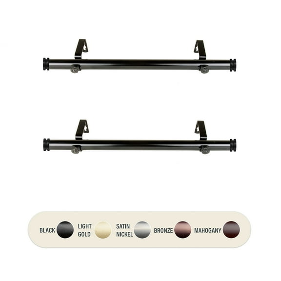 1 inch Knop Side Curtain Rod 12-20" (Set of 2) - Black